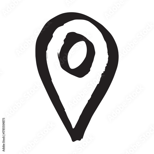 Hand drawn map pin Map marker pointer sign GPS and mapping tools Location pin symbol Pinpoint clipart in doodle style Single element for web, design