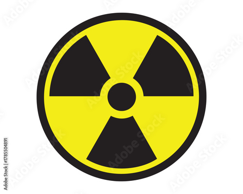 Yellow radiation symbol, a warning sign for radioactive materials that emit ionizing radiation and pose a risk to human health
