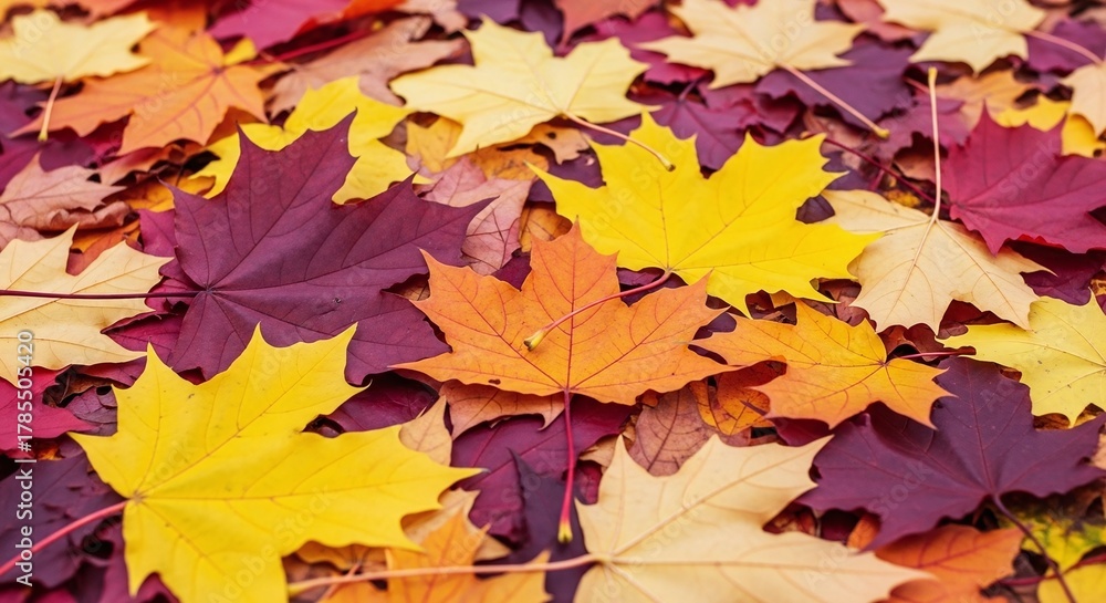 Fototapeta premium Colorful maple leaves in fall provide a beautiful autumn nature background texture