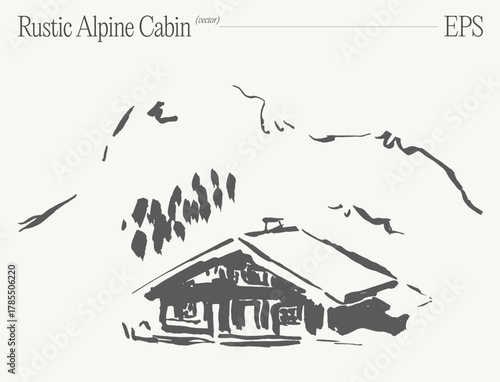 Charming and rustic Alpine cabin nestled within a serene and picturesque mountain landscape