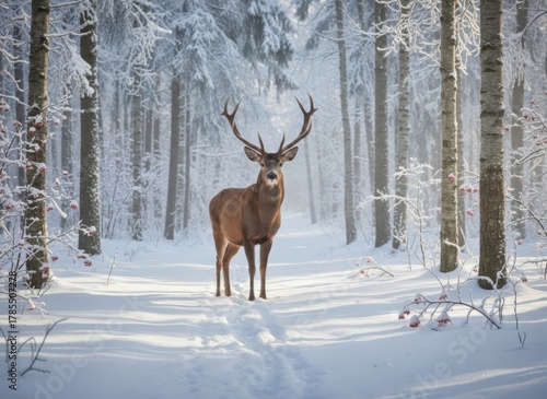 Wallpaper Mural deer in the snow Torontodigital.ca