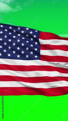 Wallpaper Mural Green Screen united states animated flag in the wind with blue sky background and on full all one pack scene 3 distortion, overlay, glitch, static noise, scan lines black background, 4k video loop Torontodigital.ca