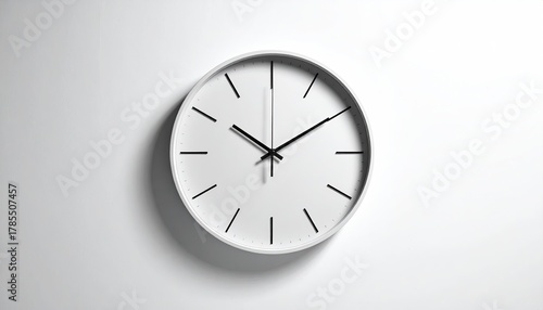 Wallpaper Mural Clean white wall clock shows ten minutes past ten Torontodigital.ca