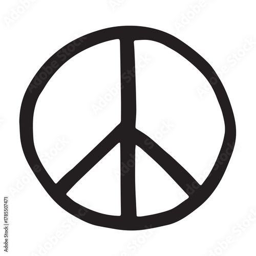 Hand drawn peace sign No war symbol Hippie clipart in doodle style Single element for print, web, design, decor
