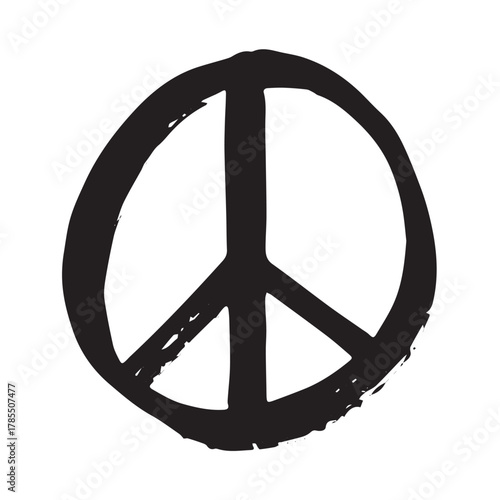 Hand drawn peace sign No war symbol Hippie clipart in doodle style Single element for print, web, design, decor