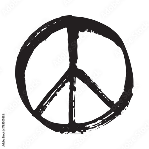 Hand drawn peace sign No war symbol Hippie clipart in doodle style Single element for print, web, design, decor