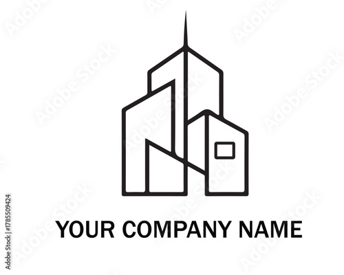 Elegant building logo design, luxury architecture icon, real estate corporate identity, modern property vector, sophisticated construction brand, isolated template, abstract structure