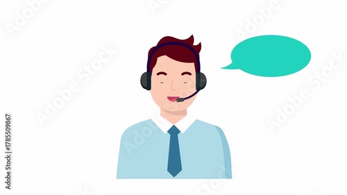 Male Call Center Agent Providing Customer Support Animation.