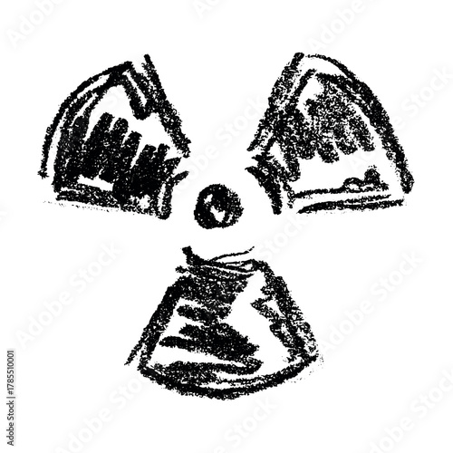 Hand drawn radiation sign Nuclear radiation hazard symbol Radioactive danger warning sign clipart in doodle style Nuclear safety Radioactive waste Single element for print, web, design, decor