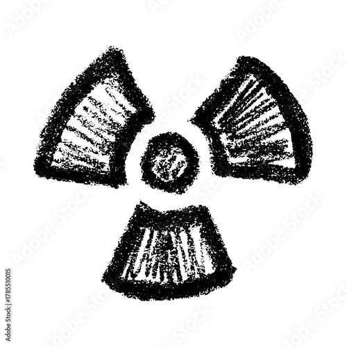 Hand drawn radiation sign Nuclear radiation hazard symbol Radioactive danger warning sign clipart in doodle style Nuclear safety Radioactive waste Single element for print, web, design, decor