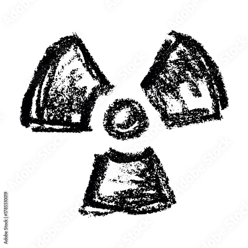 Hand drawn radiation sign Nuclear radiation hazard symbol Radioactive danger warning sign clipart in doodle style Nuclear safety Radioactive waste Single element for print, web, design, decor