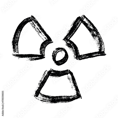 Hand drawn radiation sign Nuclear radiation hazard symbol Radioactive danger warning sign clipart in doodle style Nuclear safety Radioactive waste Single element for print, web, design, decor