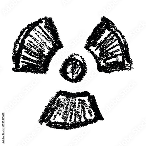 Hand drawn radiation sign Nuclear radiation hazard symbol Radioactive danger warning sign clipart in doodle style Nuclear safety Radioactive waste Single element for print, web, design, decor