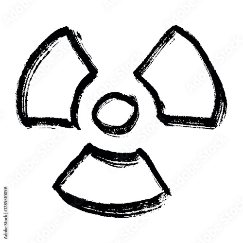 Hand drawn radiation sign Nuclear radiation hazard symbol Radioactive danger warning sign clipart in doodle style Nuclear safety Radioactive waste Single element for print, web, design, decor