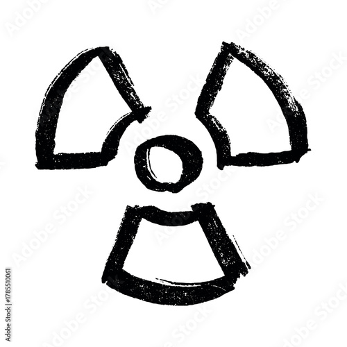 Hand drawn radiation sign Nuclear radiation hazard symbol Radioactive danger warning sign clipart in doodle style Nuclear safety Radioactive waste Single element for print, web, design, decor