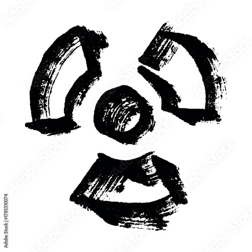 Hand drawn radiation sign Nuclear radiation hazard symbol Radioactive danger warning sign clipart in doodle style Nuclear safety Radioactive waste Single element for print, web, design, decor