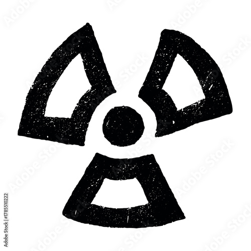 Hand drawn radiation sign Nuclear radiation hazard symbol Radioactive danger warning sign clipart in doodle style Nuclear safety Radioactive waste Single element for print, web, design, decor