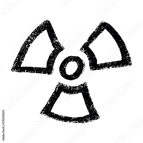 Hand drawn radiation sign Nuclear radiation hazard symbol Radioactive danger warning sign clipart in doodle style Nuclear safety Radioactive waste Single element for print, web, design, decor