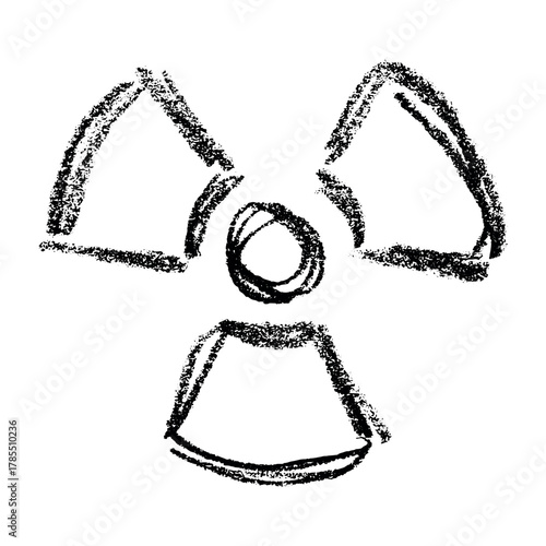 Hand drawn radiation sign Nuclear radiation hazard symbol Radioactive danger warning sign clipart in doodle style Nuclear safety Radioactive waste Single element for print, web, design, decor