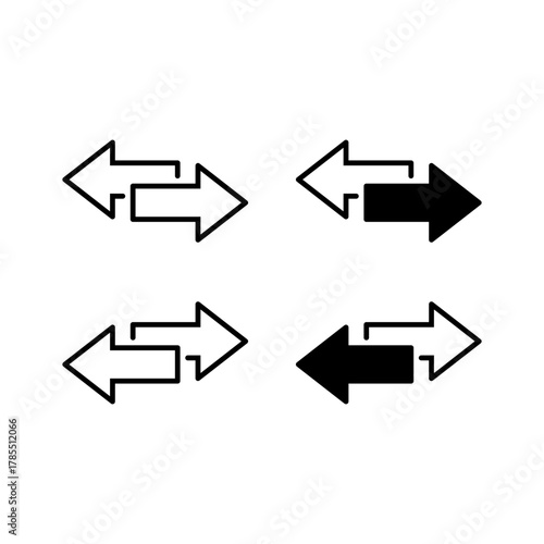 Two opposite arrows icon. Data exchange arrow and synchronization symbol. Transfer and update sign