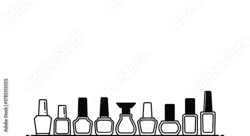 Colorful nail polish bottles arrayed beautifully for beauty branding projects