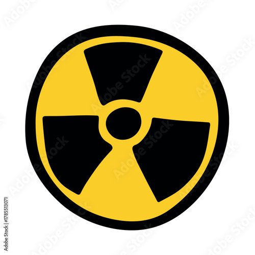 Hand drawn radiation sign Nuclear radiation hazard symbol Radioactive danger warning sign clipart in doodle style Nuclear safety Radioactive waste Single element for print, web, design, decor
