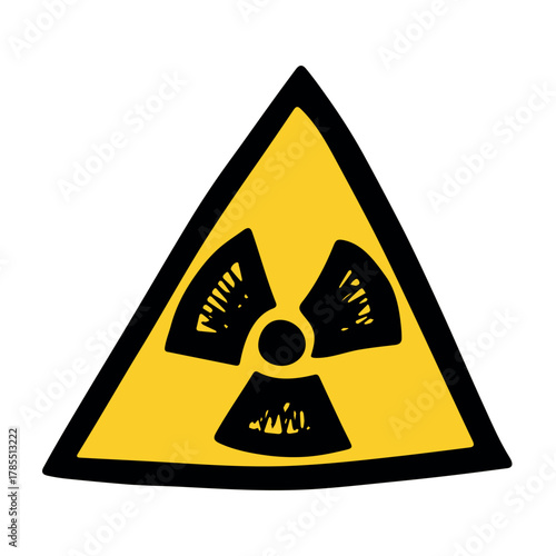 Hand drawn radiation sign Nuclear radiation hazard symbol Radioactive danger warning sign clipart in doodle style Nuclear safety Radioactive waste Single element for print, web, design, decor