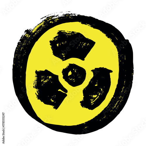 Hand drawn radiation sign Nuclear radiation hazard symbol Radioactive danger warning sign clipart in doodle style Nuclear safety Radioactive waste Single element for print, web, design, decor