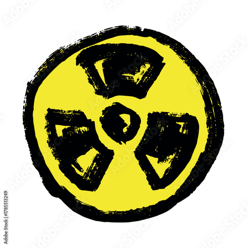 Hand drawn radiation sign Nuclear radiation hazard symbol Radioactive danger warning sign clipart in doodle style Nuclear safety Radioactive waste Single element for print, web, design, decor