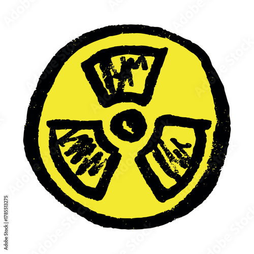 Hand drawn radiation sign Nuclear radiation hazard symbol Radioactive danger warning sign clipart in doodle style Nuclear safety Radioactive waste Single element for print, web, design, decor