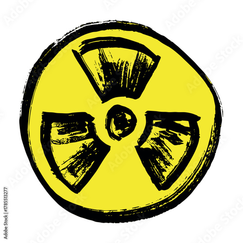 Hand drawn radiation sign Nuclear radiation hazard symbol Radioactive danger warning sign clipart in doodle style Nuclear safety Radioactive waste Single element for print, web, design, decor