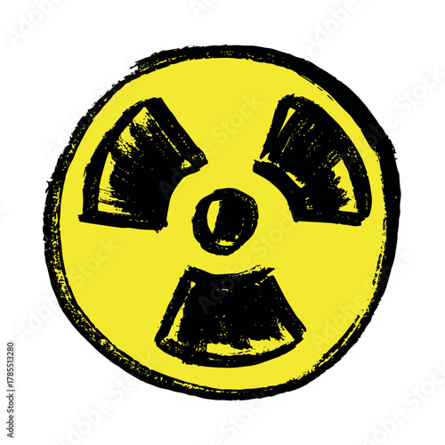Hand drawn radiation sign Nuclear radiation hazard symbol Radioactive danger warning sign clipart in doodle style Nuclear safety Radioactive waste Single element for print, web, design, decor
