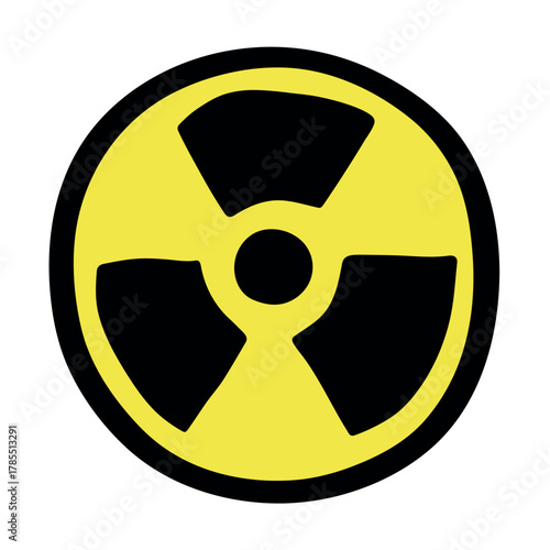 Hand drawn radiation sign Nuclear radiation hazard symbol Radioactive danger warning sign clipart in doodle style Nuclear safety Radioactive waste Single element for print, web, design, decor