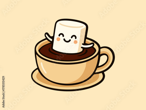 A marshmallow swimming in hot chocolate.ai