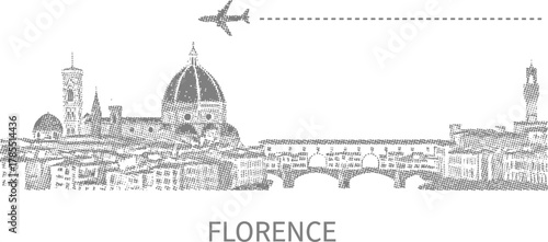 Florence Skyline Airplane Travel Icons Graphic