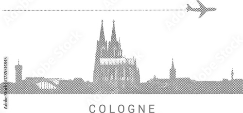 Cologne Skyline with Airplane