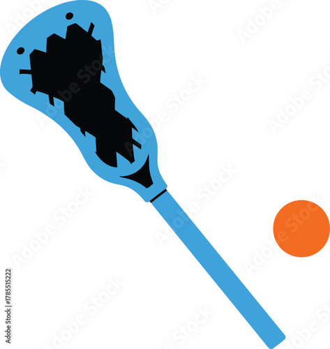 Lacrosse stick and ball vector illustration