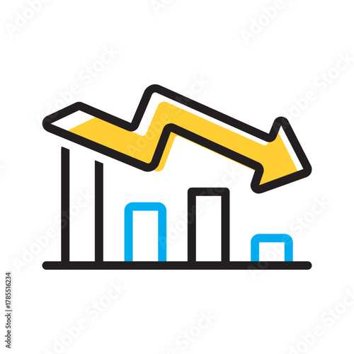 Vector multi color icon for  Downward graph