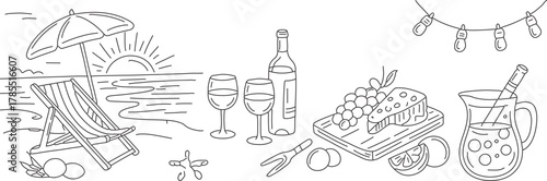 Dreamy beach picnic escape with wine, cheese, and refreshing lemonade under the summer sun, perfect for relaxation and luxury lifestyle promotions