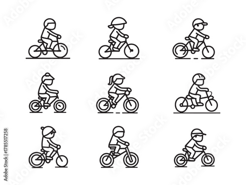 Kids Bicycle Play Line Art Fun Adventure