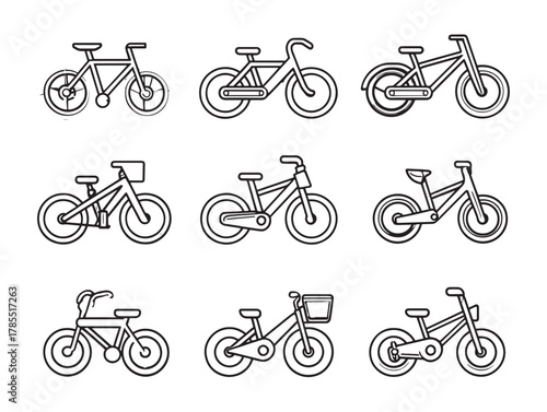 Kids Bicycle Play Line Art Outdoor Joy