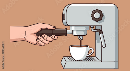 Brewing delicious espresso at home with a sleek modern machine for that perfect morning coffee boost and a delightful start to your day