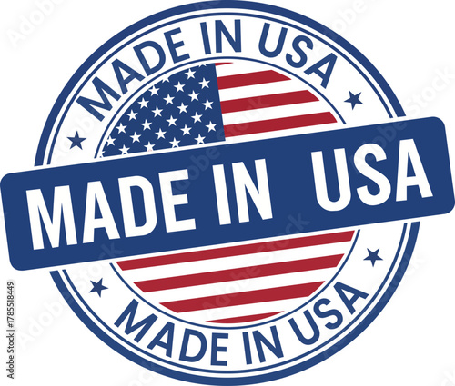 Made in USA Patriotic Symbol American Flag Quality Assurance Seal Product Origin National Pride Support Local Business