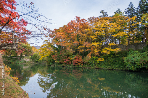 日本の福島県会津若松市の美しい秋の風景