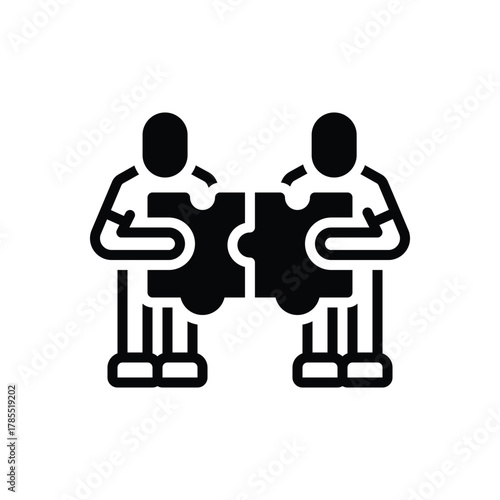 Black solid icon for joint partnership