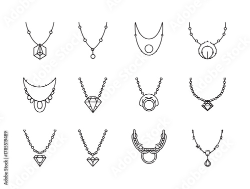 Layered necklace line art elegant fashion design