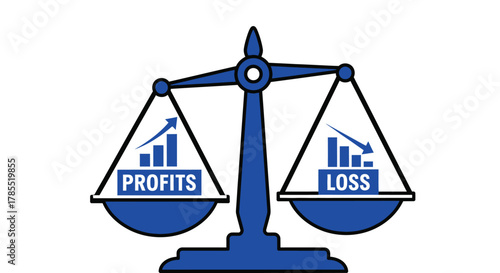 Visualize profits and losses balanced on scales for business strategy