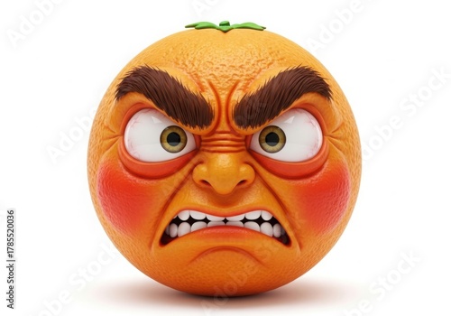 An orange character with a very angry and frustrated expression