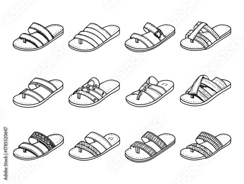 Leather Sandals Line Art Comfort Every Step