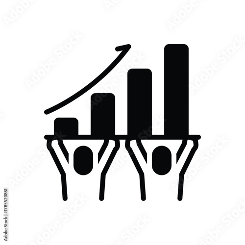 Black solid icon for collaborative growth